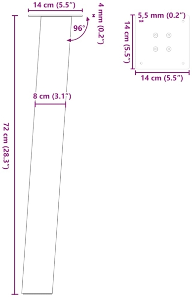 vidaXL Konsolentischbeine 4 Stk. Schwarz 72 cm Stahl 4012504 Bild 9