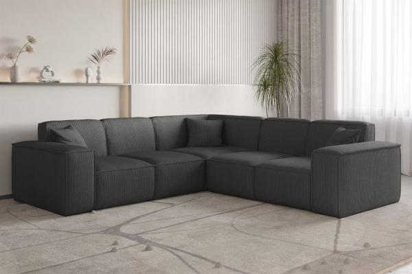 Ecksofa Designersofa CELES PREMIUM in Stoff Scala Anthrazit Seite Universal