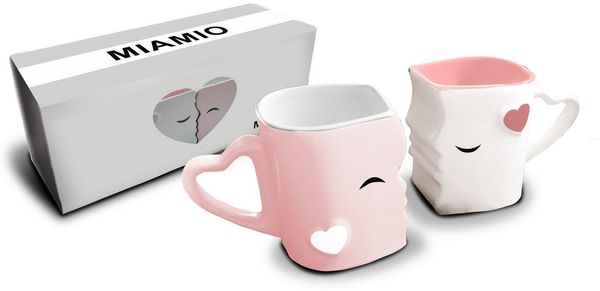 MiaMio Kaffeeservice Küssende Tassen Geschenk Set, Kaffeetassen«, Keramik (2-tlg)