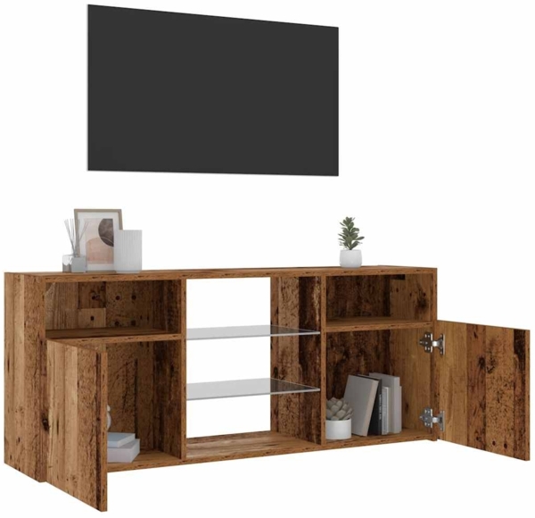 vidaXL TV-Schrank mit LED-Leuchten Altholz-Optik 120x30x50 cm 856351