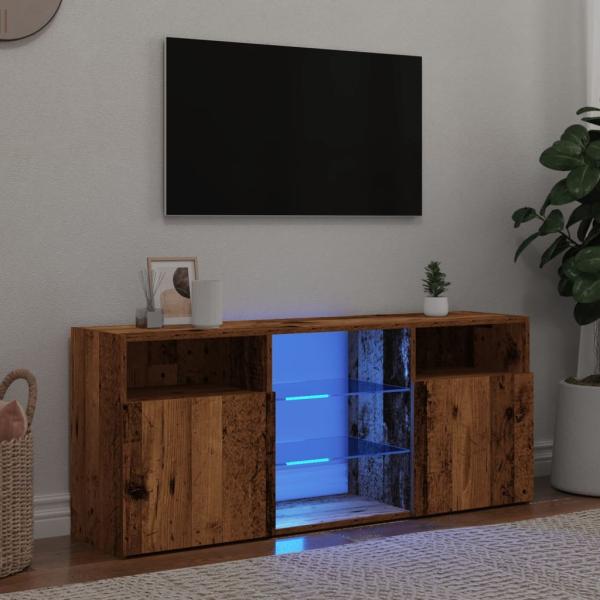 vidaXL TV-Schrank mit LED-Leuchten Altholz-Optik 120x30x50 cm 856351