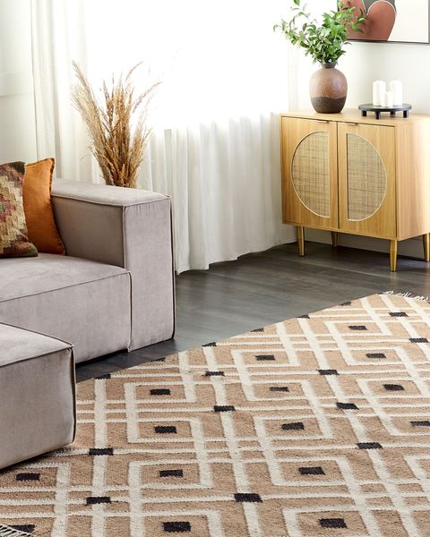 Teppich Jute beige schwarz 200 x 300 cm geometrisches Muster Kurzflor ESENCIK Bild 3