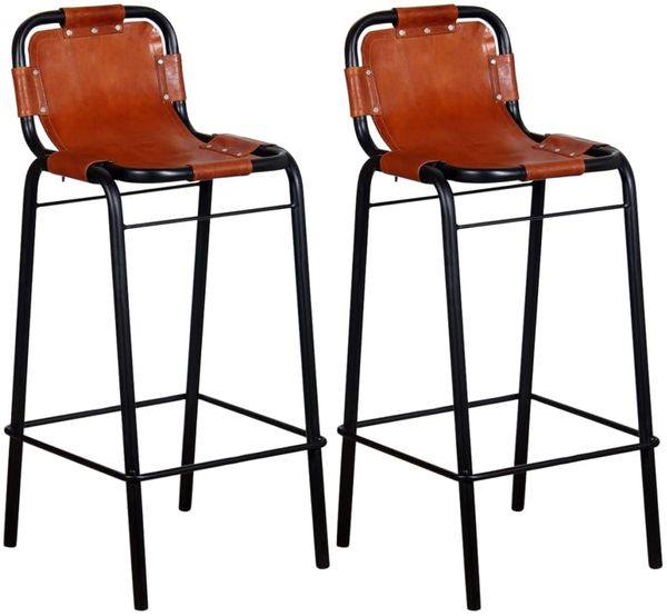 Barhocker 2 Stk. Echtleder [244248]