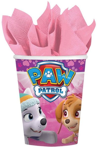 Amscan Becher 'Pink Paw Patrol', 8 Trinkbecher 266 ml, Polyester