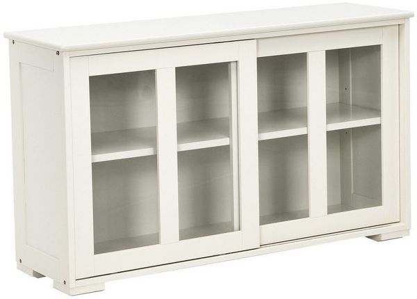 COSTWAY Sideboard Beige, Kommode Anrichte Schrank Kuechenschrank Badkommode Beistellschrank Mehrzweckschrank mit Schiebetueren