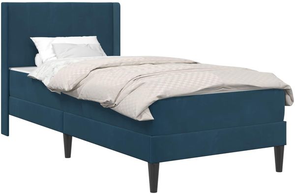 vidaXL Bettgestell mit Matratze mit Kopfteil Blau 80 x 200 cm Samt 3414830 Bild 2