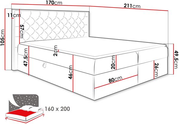 Boxspringbett Worik 3, Grau, 160x200 cm Bild 4
