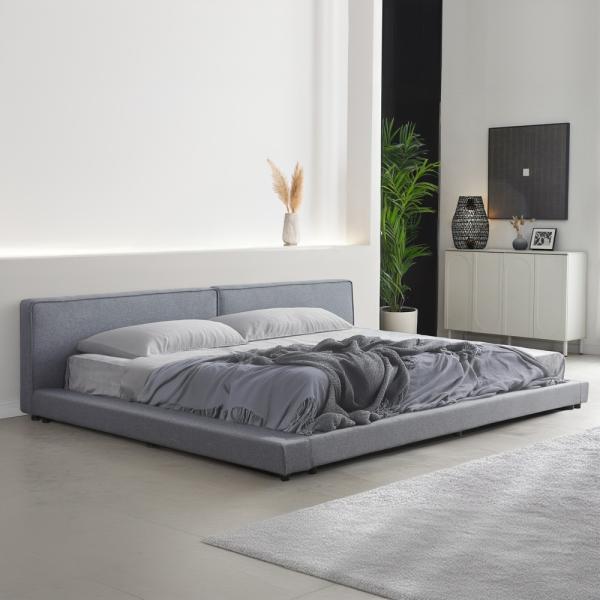 Home Deluxe - Bett mit Ablage GALAXIS - Farbe: Grau, Größe:, mit Matratze H3/H4, 270 x 200 cm