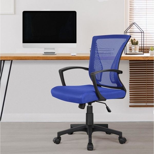 Yaheetech Bürostuhl aus Mesh-Gewebe Höhenverstellbarer Schreibtischstuhl, Ergonomischer Drehstuhl Arbeitsstuhl Computerstuhl mit Wippfunktion