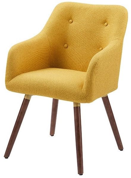 riess-ambiente Esszimmerstuhl SCANDINAVIA MEISTERSTÜCK senfgelb/braun - Strukturstoff, Gummibaum (Einzelartikel, 1 St), Nordischer Stuhl - ideal für Esszimmer, Wohnbereich oder Homeoffice