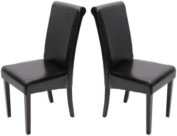 2er-Set Esszimmerstuhl Stuhl Küchenstuhl Novara II, Leder ~ schwarz, dunkle Beine