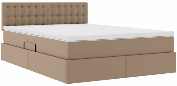 vidaXL Aufbewahrungsbett mit Matratze Cappuccino 140 x 190 cm 3370396 Bild 5