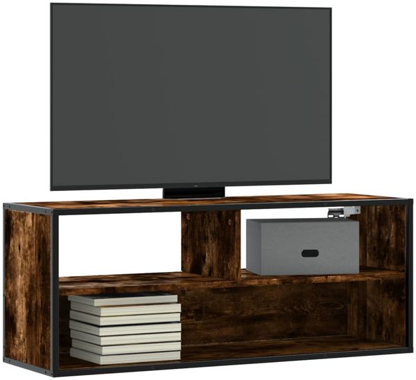 vidaXL TV-Schrank Räuchereiche 100x31x39,5 cm Holzwerkstoff und Metall 848936