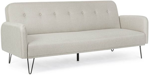 Schlafsofa Tejarid mit Stoff-Bezug, modernes Design, beige, gepolstert für 2-3 Personen