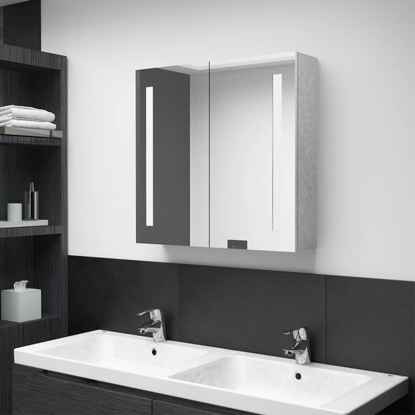vidaXL LED-Bad-Spiegelschrank Betongrau 62x14x60 cm 326518