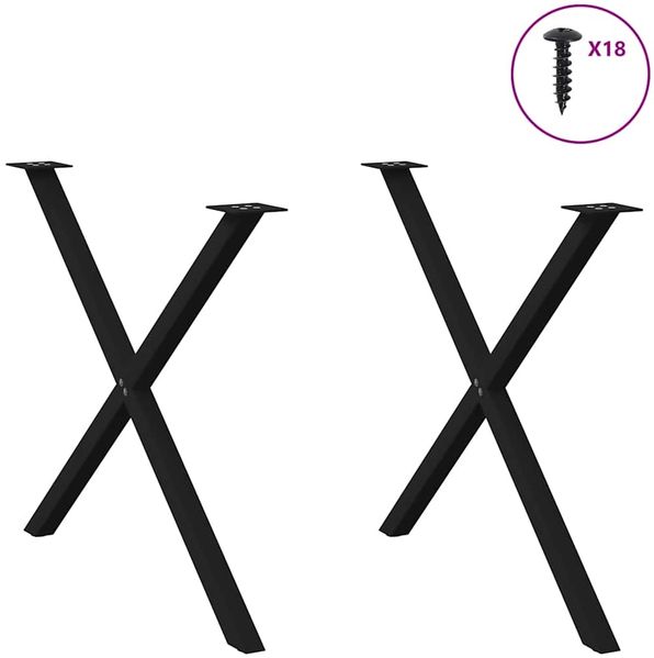 vidaXL Esstischbeine X-Form 2 Stk. Schwarz 90x(72-73) cm Stahl 4012924 Bild 3