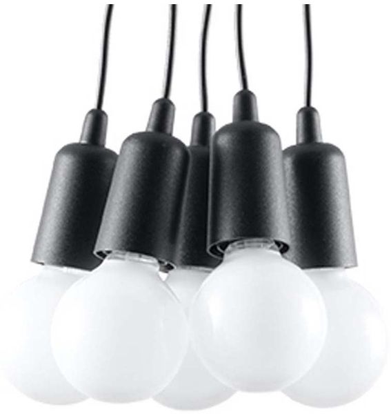 Pendelleuchte, PVC, Schwarz, 5-flammig, H 90 cm