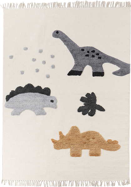 Baumwollteppich Dinosaurier Aufdruck 140 x 200 cm Beige GHARTA
