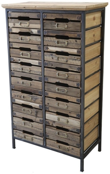 Kommode Schrank 16 Schubladen Holz Metall H105xB61xT33cm Chic Antique 40027400