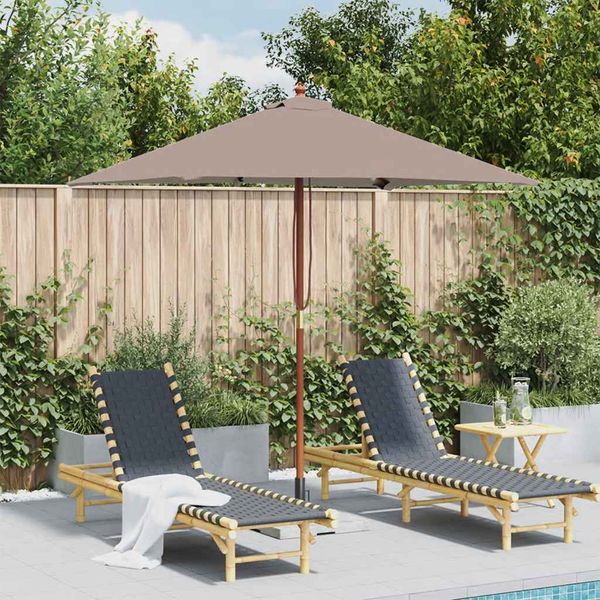 vidaXL Sonnenschirm mit Holz-Mast 150x200 cm Taupe 44536
