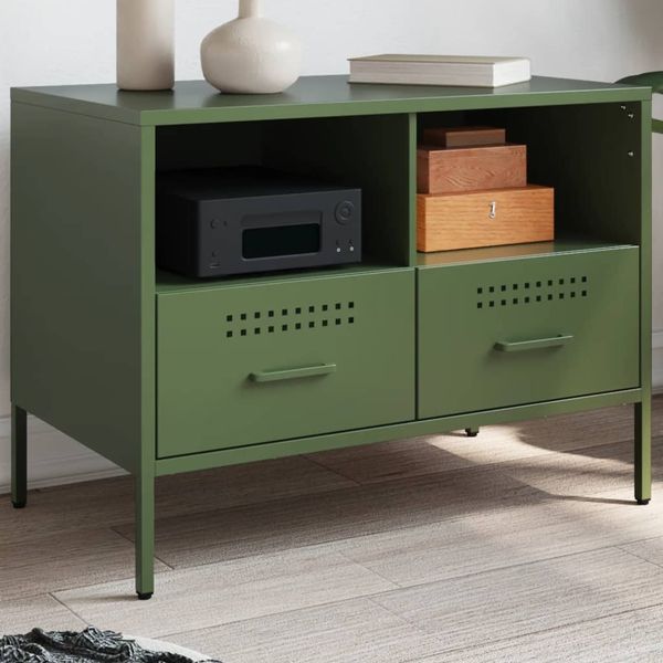 vidaXL TV-Schrank Olivgrün 68x39x50,5 cm Stahl 843050