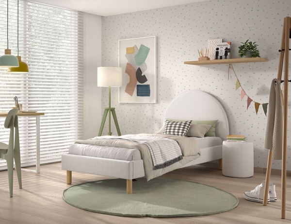 Polsterbett mit Hocker Karlotta 97x212x107 Holzwerkstoff Weiß Bild 2