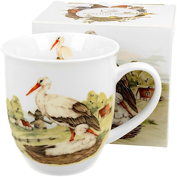 DUO World of Birds Becher 400 ml WHITE STORK New Bone China Porzellan Bild 2