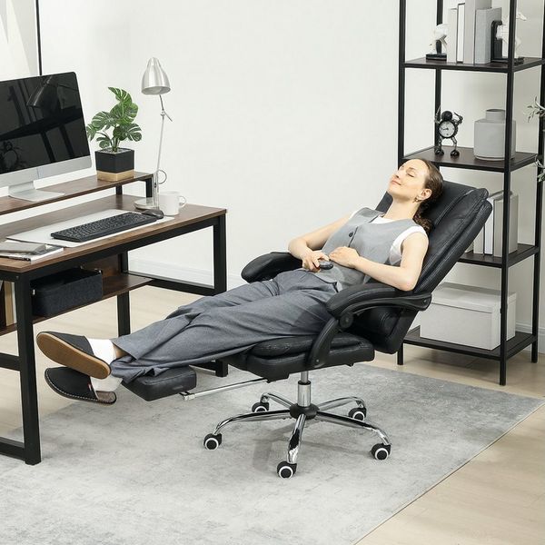 Vinsetto Schreibtischstuhl Bürostuhl mit Vibrationsmassage Chefsessel mit Lendenwärmer (Drehstuhl, 1 St), Höhenverstellbar Schreibtischstuhl mit Lendenwirbelstütze, drehbar