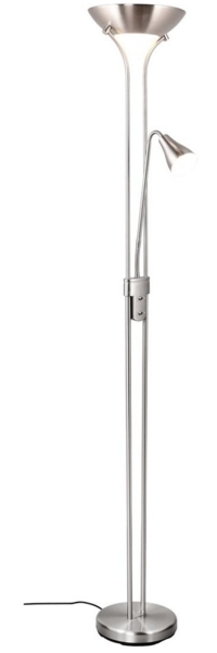 Reality Leuchten LED Deckenfluter, Dimmfunktion, LED wechselbar, über Schalter in 3 Stufen dimmbar, Warmweiß, große Stehlampe zum dimmen mit Leselampe für Lese-ecke, Höhe 181cm