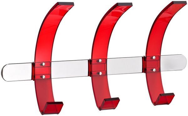 ALCO Wandgarderobe Leiste Metall Haken Acryl 37x9,5x20cm rot/silber