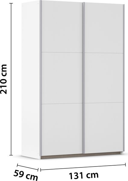 rauch Kleiderschrank, Schwebetürenschrank KRONACH, 2-türig, Alpinweiß, 131 x 210 x 59 cm Bild 4