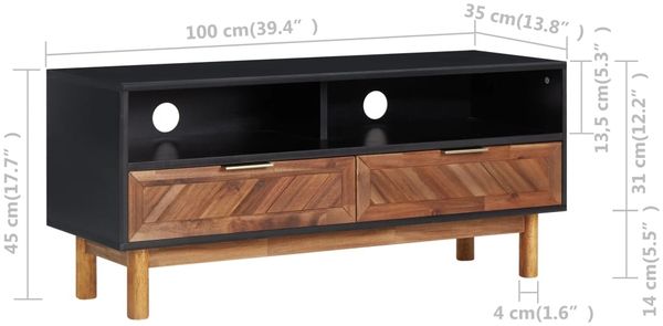 vidaXL TV-Schrank 100x35x45 cm Akazie Massivholz und MDF 289903 Bild 6