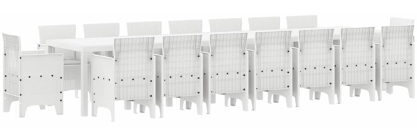 vidaXL Garten-Esszimmergarnitur mit Kissen mit Kissen 17 pcs Weiß PP 3378664