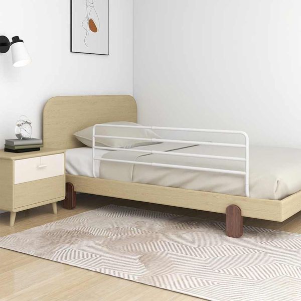 Babybettgitter, Kleinkind-Bettschutzgitter Weiß (76-137)x55 cm Eisen