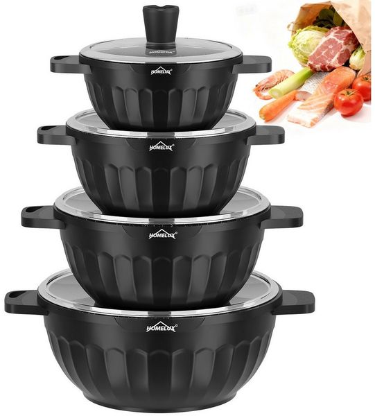 HOMELUX Topf-Set 8-tlg Kochtopf Set Induktions 20/24/28/32cm Töpfe Set mit Deckel, Aluminium (Kochtöpfe Induktions für Alle Herdarten), Induktion, Antihaft-beschichtung