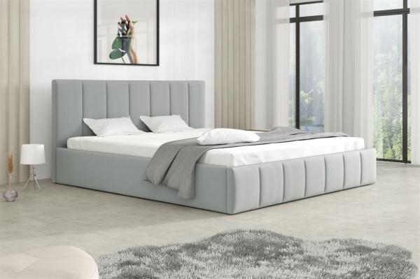 Polsterbett Doppelbett DETROIT Komplettset 180x200cm Stoff Magic Velvet Hellgrau