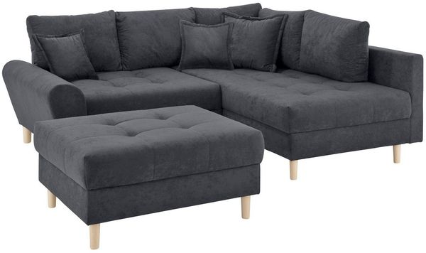 Home affaire Ecksofa Rice L-Form, Set, mit Bonnellfederkern, Hocker & Kissen, Ottomane beidseitig montierbar