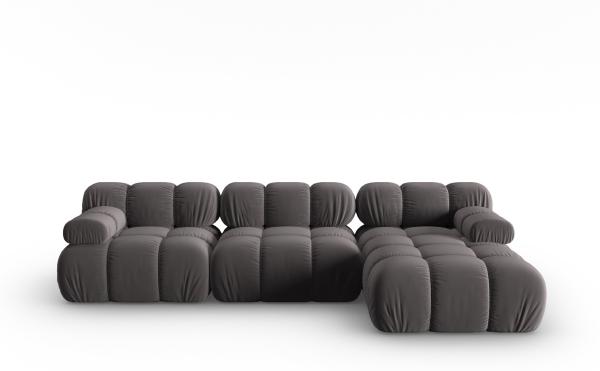 Micadoni Modulares Ecksofa Bellis 4-Sitzer Rechts Samtstoff Riviera Dunkelgrau