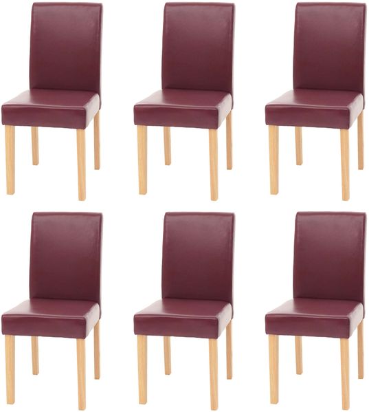 6er-Set Esszimmerstuhl Stuhl Küchenstuhl Littau ~ Kunstleder, rot, helle Beine Bild 8