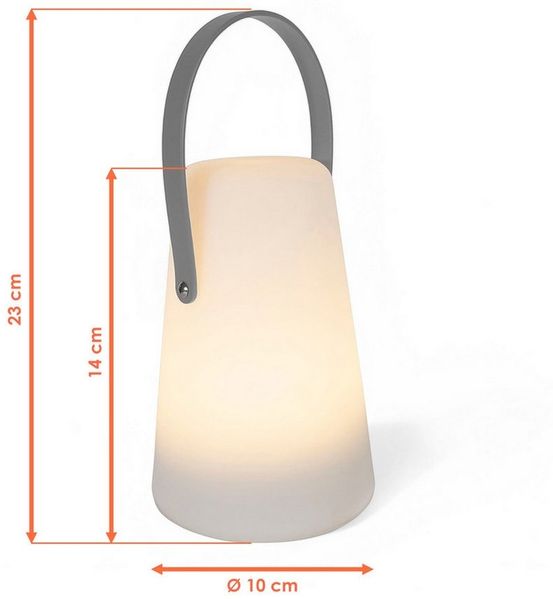 Spetebo Außen-Tischleuchte LED Tischlampe mit Lederband konisch rund, mit Timer, LED fest integriert, warm weiß, Gartenlampe