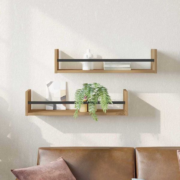 vidaXL Wandregal Wandmontiert 2 pcs Artisan-Eiche 60 x 16 x 14 cm 869083