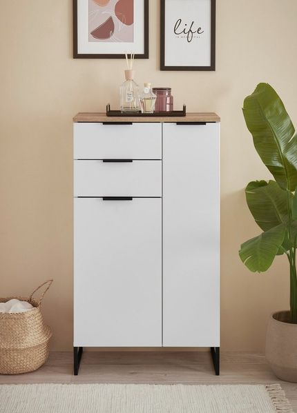 BASIC by Balculina Midischrank Denver Midischrank, Badezimmerschrank BxHxT 60x106x32 (1-St) Breite 60 cm, Tür L/R montierbar, Softclose
