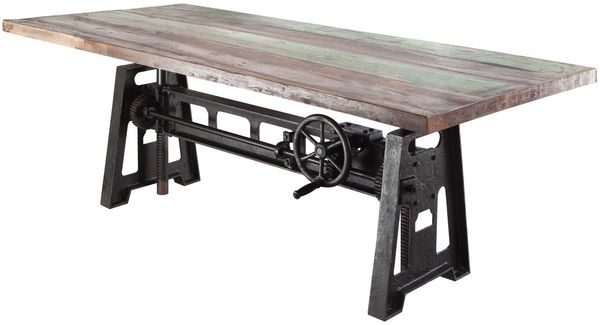 Esstisch Altholz höhenverstellbar 220x100x75-105 mehrfarbig lackiert INDUSTRIAL #24