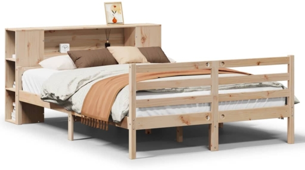 vidaXL Massivholzbett mit Regal ohne Matratze 135x190 cm Kiefernholz 3322197