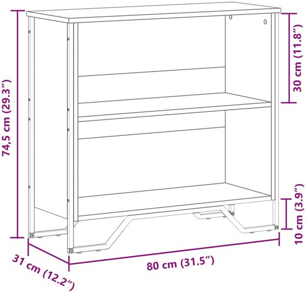 vidaXL Bücherregal Braun Eichen-Optik 80x31x74,5 cm Holzwerkstoff 848623 Bild 9