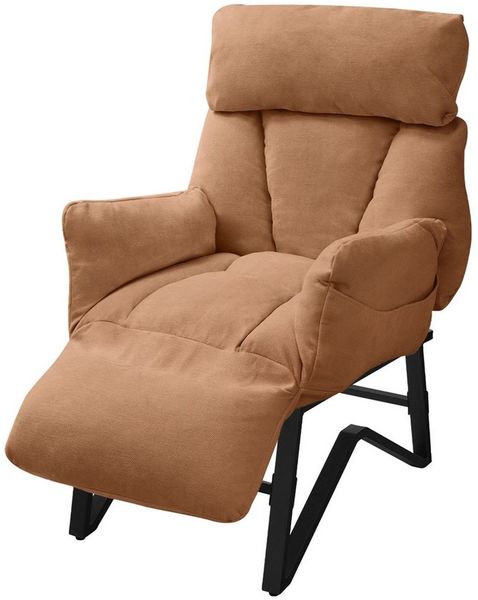 ML-DESIGN Loungesessel Wohnzimmersessel mit Armlehnen Fußablage Seitentaschen Lesesessel, Braun Sessel Fernsehsessel verstellbar Relaxsessel Leinen Ruhesessel