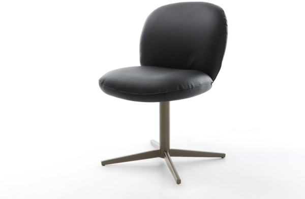 Drehstuhl Nube-Flex Echt-Leder Schwarz Fußkreuz Effektfinish Titan 360° drehbar Taschenfederkern