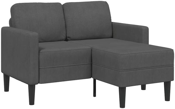 2-Sitzer Sofa, Couch Wohnzimmer mit Chaiselongue L-förmig Dunkelgrau 125 cm Leinen