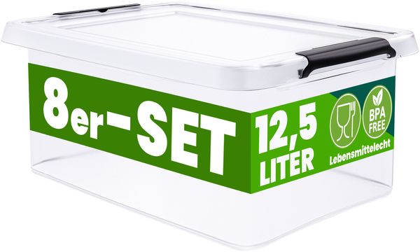DEUBA® 8x Aufbewahrungsbox mit Deckel 12,5L