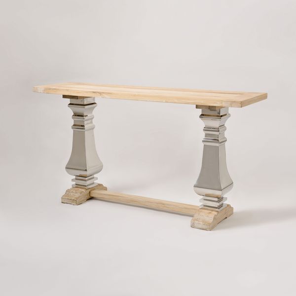 Livin Hill Konsolentisch Glamour Chrom, Platte aus hellem Naturholz GL1527
